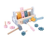 Hemobllo Boîte à Outils Bois pour Tout Petits de Construction Éducatif Multifonctionnel avec Motif Ours Développement Motricité Fine et Apprentissage Ludique
