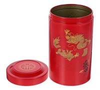 Hemobllo Boîte à Thé en Fer Rouge pour Chinese New Year, Boîte de Rangement en Fer Couvercle, Design Multi-fonctionnel pour Cuisines et Décoration Maison