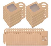 Hemobllo Boîte à Vin Papier Kraft 25 Pièces Fenêtre Coffret Présent Pliable Suspendu pour Mariage et Fêtes Porte-Bouteilles Décoratif