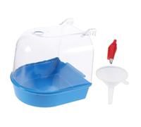 Hemobllo Boîte de Bain pour Oiseaux Portable avec Eau Bac de Bain Bleu pour Perroquets et Petits Oiseaux Nettoyage Facile et Résistant avec Entonnoir Inclus Couleur Couleur