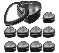 Hemobllo Boîte De Bonbons En Fer De Cœur 10 Pcs Noir Fenêtre, Coffret Présent Romantique Pour Mariage Et Fête Saint-valentin, Emballage Artisanal Décoratif, Taille 60x59x27 Mm