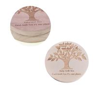 Hemobllo Boîte de Conservation des Dents de Lait en Bois Rond Beige, Boîte Souvenir pour Bébé Rangement Organisé et Préservation Permanente, Présent pour Garçon et Filles