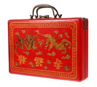 Hemobllo Boîte de Mahjong Chinoise Bois Vintage Rectangulaire avec Poignée Coffret de Rangement Vide pour Tuiles de Jeu Traditionnel Cadeau Décoratif et Portable