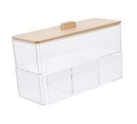 Hemobllo Boîte de Rangement Compartiments Résistants à l'usure avec Couvercle en Bambou en Acrylique pour Cotons-tiges pour Organisateur de Salle de Bain Hôtel ou Chambre