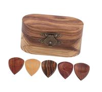 Hemobllo Boîte de Rangement pour Médiators en Bois Massif, Porte-médiator Compact 5 Médiators en Bois Multicolore, Étui Pratique pour Guitare Électrique et Folk, Couleur Couleur