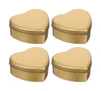 Hemobllo Boîtes à Bonbons de Cœur 4 Pcs Boîte Présent Dorée en Fer Blanc 12.5 X 11.5 X 4.5 CM Rangement Portable pour Chocolats et Petits Articles Ménagers
