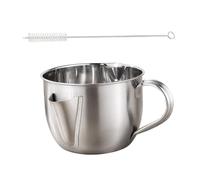Hemobllo Bol Acier Inoxydable avec Couvercle et Brosse Séparateur de Graisse pour Soupe et Huile Filtre Cuisine Pratique pour Maison et Restaurant Verseur Débordement Ergonomique