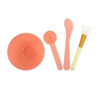 Hemobllo Bol de Beauté en Silicone Brosse et Cuillère, Kit 4 Pièces Facile à Transporter et Appliquer pour DIY Masque Facial et Soins du Visage