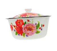 Hemobllo Bol Émail Vintage avec Couvercle Bol à Soupe Multifonctionnel Émail pour Maison et Restaurant Design Retro Jaune Lard