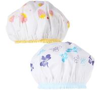 Hemobllo Bonnet de Bain Double Couche Bande Élastique Plusieurs styles Imperméable 2 Pièces, Léger et Pliable, Protection Cheveux Motifs Adorables pour Spa et Maquillage