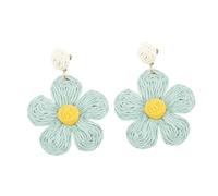 Hemobllo Boucles D’oreilles En Raphia Multicolore Tissé, Bijoux Féminins Légers, Décorations Estivales, Accessoires Plage Vacances, Couleur Vert Clair, Paire Unique
