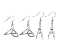 Hemobllo Boucles d'Oreilles Architecte Pendantes pour Femme 2 Paires en Alliage Léger Design Créatif Compas et Règle Triangulaire Bijoux d'Oreilles Uniques pour Usage Quotidien et
