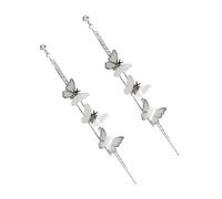 Hemobllo Boucles d'Oreilles Pendantes à Pompons pour Femmes Argenté Longues Pendentif en Forme d'Insecte et Franges Bijoux Décoratifs pour Mariage et Anniversaires