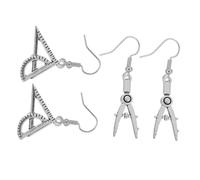 Hemobllo Boucles D'oreilles Pendantes Créatives Règle et Boussole pour Femme Alliage Léger 2 Paires Usage Quotidien Architecture Design Géométrique