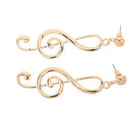 Hemobllo Boucles d'Oreilles Pendantes en Fer Forme Note de Musique Or, Design Exagéré et Vintage pour Femmes, pour Soirées et Événements Spéciaux