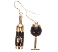 Hemobllo Boucles Doreilles Pendantes Femme Rouge Vinyle Légères Asymétriques Bouteilles et Verres à Élégantes pour et Occasions Spéciales