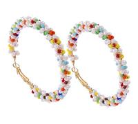Hemobllo Boucles Oreilles Créoles Colorées Grandes Perles Style Hippie pour Femmes Accessoires Mode pour et Fêtes