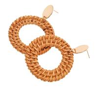 Hemobllo Boucles Oreilles Pendantes Femme Rattan Tressé et Légères et Originales Style Vintage Rondes et Durables pour Tenue