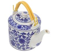 Hemobllo Bouilloire en Céramique Bleue 2L Poignée Théière en Porcelaine de Chine pour Thé Froid et Infusion Bouilloire Domestique Traditionnelle Chinoise pour Maison et Bureau