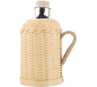 Hemobllo Bouteille D'eau Chaude Bouteille Isotherme Rétro 1,3 L en Verre et Bambou, Conservation Chaleur, Style Vintage, pour Intérieur et Extérieur