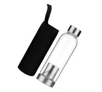 Hemobllo Bouteille Eau Verre Borosilicate avec Passoire à Thé Inox Étanche et Portable avec Housse Isolante Noire pour Voyage et Bureau