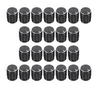 Hemobllo Boutons de Réglage du Volume en Alliage D'aluminium 15x17 Mm Noirs, 24 Pièces, pour Potentiomètre à Arbre D'insertion, Accessoires pour Guitare Électrique et Basse, Contrôle