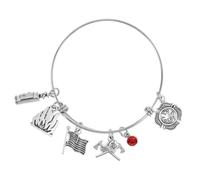 Hemobllo Bracelet Ajustable en Acier Inoxydable Charme de Pompier et Symbole de Hache, Bijou Pompier Polyvalent pour Femmes et Papa, pour Occasions Décontractées