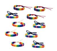 Hemobllo Bracelet Arc-en-ciel Tressé Main 10pcs Décoration De Poignet Corde En Polypropylène Réglable Unisexe Fête Et Anniversaire Couleurs Multicolores