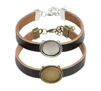 Hemobllo Bracelet avec Base de Bijoux Argentée pour Femme en Cuir Rétro Facile à Porter Voyage et Autres Occasions