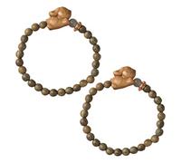 Hemobllo Bracelet Couple en Bois de Santal Vert 6Mm Lot 2 Pièces avec Breloque Lapin Bijoux Minimalistes Mignons pour Femmes et Filles Bracelet Élastique Polyvalent Adapté aux Présents