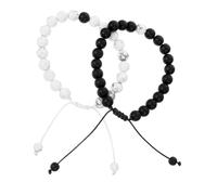 Hemobllo Bracelet Couple en Pierre Naturelle Noire 2 Pièces, Délicat et Créatif, Pierre Arenaceous Broyée, Réglable, Accessoire pour Festivals et Usage Quotidien