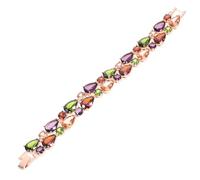 Hemobllo Bracelet Créatif Femme En Zirconium Coloré, Chaîne Poignet Plaqué Rose Doré, 17 Cm, Accessoire Décoratif Pour Fête, Voyage Et Usage Quotidien