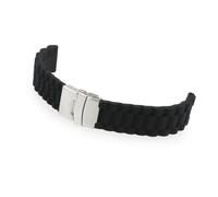 Hemobllo Bracelet de Montre 22 Mm avec Boucle Déployante en Acier Inoxydable en Silicone Noir et Mécanisme de Libération Rapide, et Facile à Utiliser