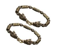 Hemobllo Bracelet Dragon en Laiton Doré, Tête de Dragon, Lot de 2