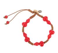 Hemobllo Bracelet en Perles de Calebasse Accessoire Polyvalent et Confortable pour Femmes en Céramique Rouge Corde Tressée pour Fêtes et Nouvel An