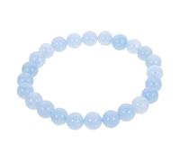 Hemobllo Bracelet en Perles de Cristal Naturel - Robuste - Pierres D’aigue-marine 8 Mm - pour Femme - Bijou Décoratif Élégant - Extensible - Usage Quotidien et Occasions Spéciales