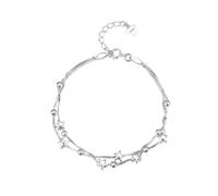 Hemobllo Bracelet Femme Argent Sterling Double Couches Étoile Créatif Ajustable Bijoux Délicats Cadeau Mode