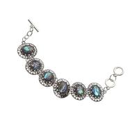 Hemobllo Bracelet Femme en Coquille d'Ormeau Coloré Style Bohème Ajustable Triple Anneau Décoration de Poignet pour Toutes Occasions