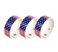 Hemobllo Bracelet Jonc Drapeau Américain en Cuir PU Lot de 3 Taille Standard Unisexe Accessoire Mode pour Femmes et Hommes pour Célébrations et Usage Quotidien