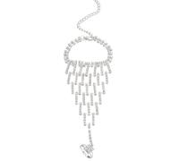 Hemobllo Bracelet Léger et Portable en Métal et Cristaux Argentés Harnais de Mariée pour Engagements et Soirées Élégantes