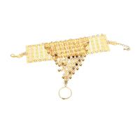 Hemobllo Bracelet Main Multi-couches Vintage Alliage Doré Bague et Bracelet à Chaînes Épaisses pour Femmes de Main et Doigt Ethnique pour Danse et Quotidien