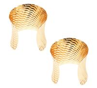 Hemobllo Bracelet Manchette Large en Métal Or Texture Ondulée, Résistant Ternissement et Décoloration, Lot de 2 Pièces pour Femmes et Filles