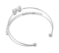 Hemobllo Bracelet Nœud en Strass Double Couche Argenté Ajustable pour Femmes Soirée Bal Mariage Chic Taille Unique