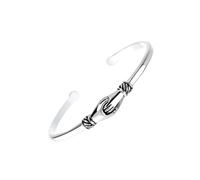 Hemobllo Bracelet Ouvert Ajustable Argent Style Vintage pour Femme Accessoire de Poignet Créatif Motif Poignée de Main Cadeau Anniversaire Saint-valentin et Fête des Mères