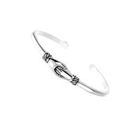 Hemobllo Bracelet Ouvert Ajustable Argent Vieilli avec Motif Mains Serrées Accessoire Poignet Créatif pour Femme Vintage Confortable