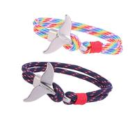 Hemobllo Bracelet Queue de Baleine Nautique en Paracorde, Corde de Survie Résistante, Couple Mixte Unisexe, Mode Quotidienne et Présents, Style Marin 2 Pièces