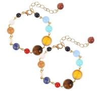 Hemobllo Bracelet Solaire Ajustable 2pcs Perles en Pierre Naturelle, Design Unique Cosmique, Confortable et Robuste pour Femmes et Hommes, Cadeau Anniversaires