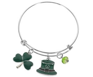 Hemobllo Bracelet Trèfle Ajustable pour Femme, Bijou Décoratif Irlandais à Breloque, Fête Saint-patrick et Soirée, Style Mode Chanceux, Argenté Taille 2