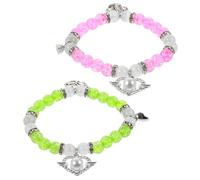 Hemobllo Bracelets de Couple en Perles Décoratives, Bracelets Assortis Élastiques Cœur Magnétique, 1 Paire de Bijoux Assortis pour Hommes et Femmes, Accessoires D'amitié pour Voyage