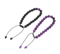 Hemobllo Bracelets de Couple en Pierre Naturelle 8mm, Réglables, Tressés, Lot de 2 Résistants à L'usure, Légers et Imperméables, Accessoire pour Festivals et Usage Quotidien